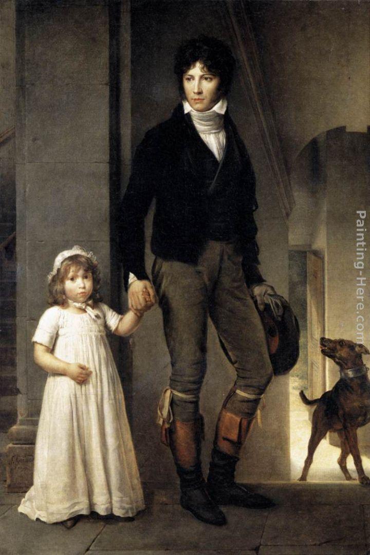 Francois Gerard Jean-Baptist Isabey, Miniaturist, with his Daughter